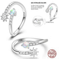 Original 925 Sterling Silver Luminous Firefly Elf Open Rings for Women Girls Jewelry Birthday Anniversary Gifts