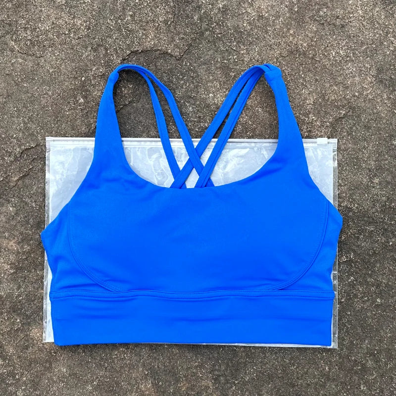 Women Sports Bra Sexy Criss Cross Straps Back High Support Impact Yoga Underwear Running Fitness Gym Padded Bralette