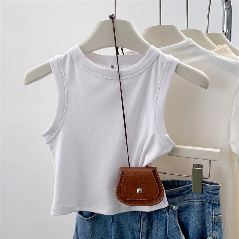 2026 Tank Top for Women Ribbed Down Sleeveless Blouse Solid Color Casual Women's Teens Trendy Basic Summer Tops