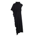 Women's Top 2026 Spring New Style Black Short-Sleeve High-Neck Asymmetrical Pleated Decorative Top Elegant and Stylish Personal