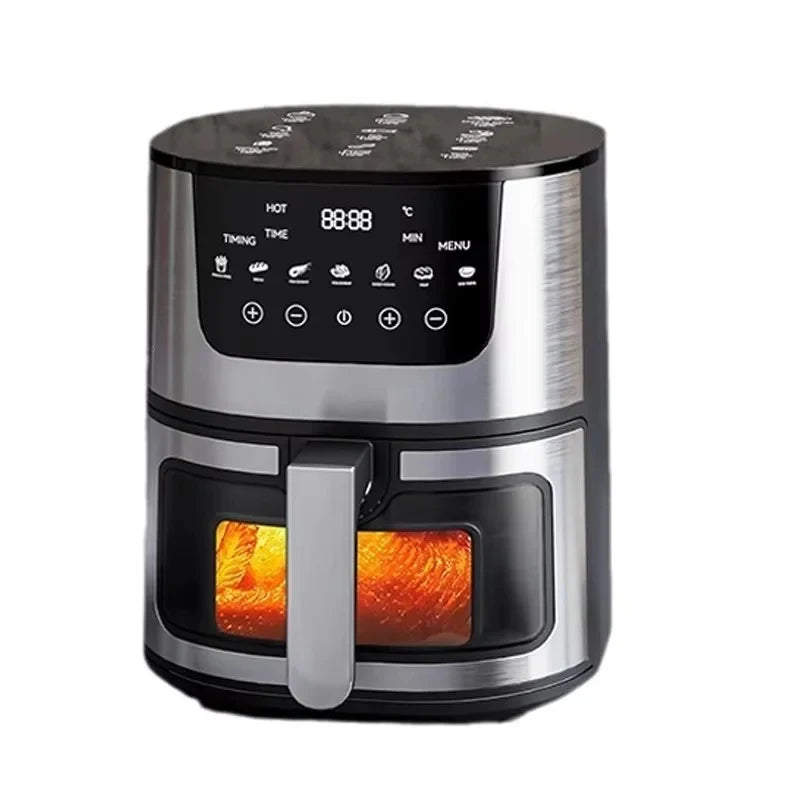 LED Smart Air Fryer Electric Visual Window Oil-Free Air Fryer Automatic Household Kitchen 360°Baking Convection Oven Air Fryers