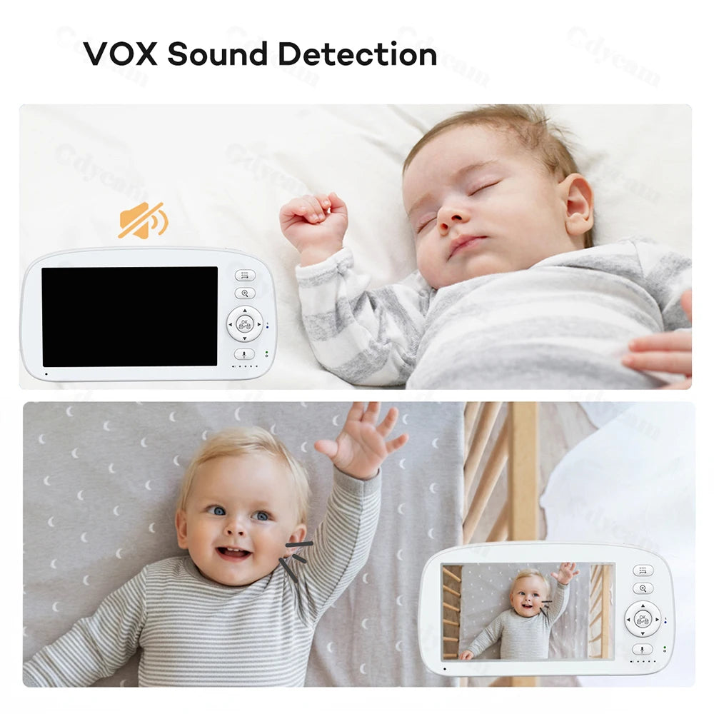 Baby Monitor with Camera and Night Vision, 5''Display with 5000mAh Battery,Pan-Tilt-Zoom Video Baby Monitor,2-Way Talk Lullabies