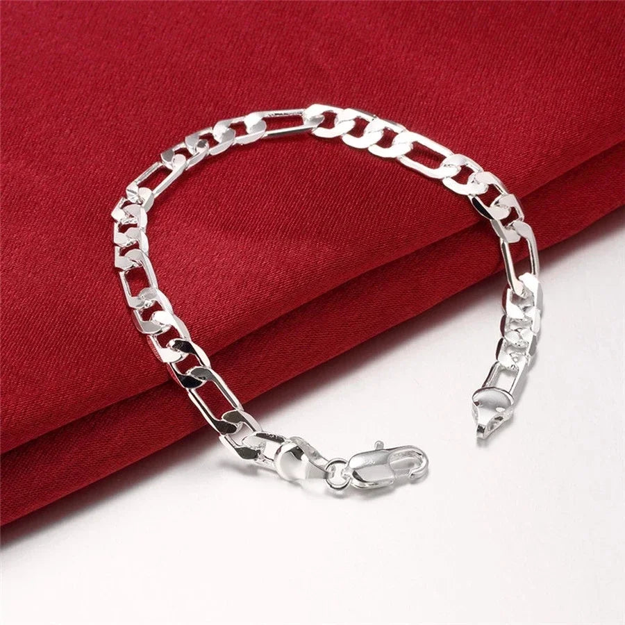 925 Sterling Silver Bracelets Charm Classic 6MM Chain for Women Men Wedding Party Christmas Gifts Hot Fashion Jewelry