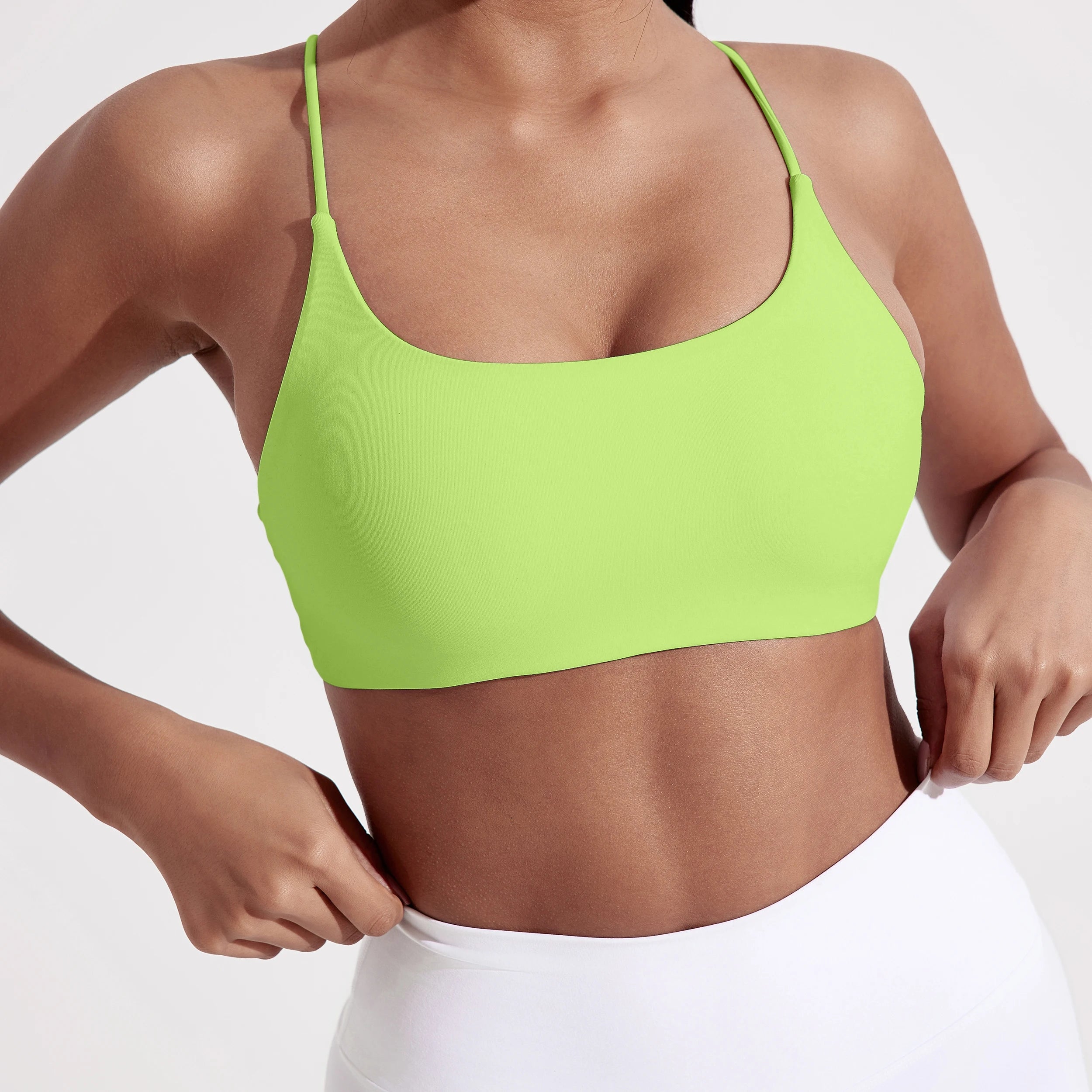 Solid Color underwear Cross Back Women Fitness Sports Bra Top Yoga Comprehensive Training Jog Chest Pad Spaghetti Strap Beauty