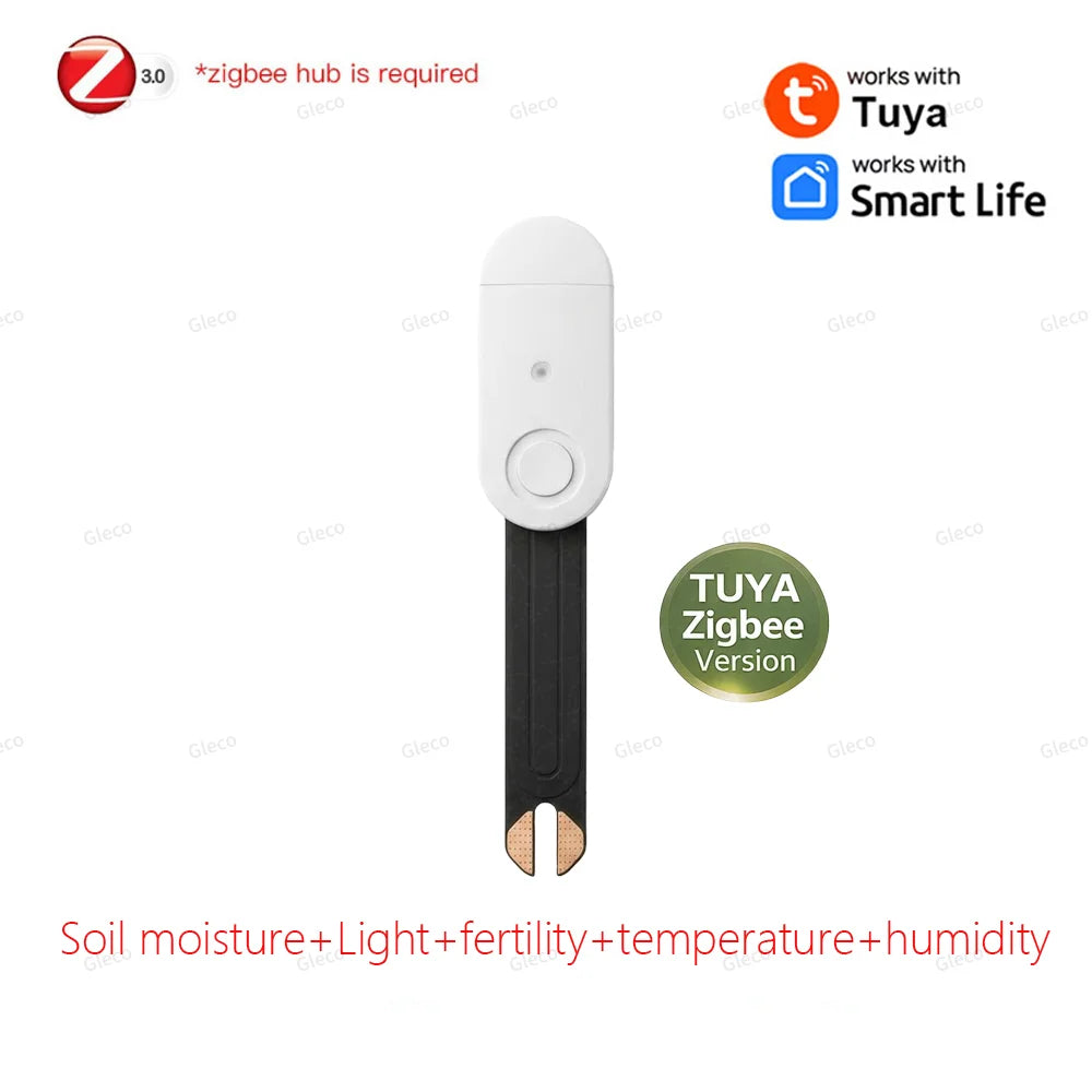Zigbee Soil Sensor Moisture Temperature Humidity Tester Light Fertility Meter Garden Home Automation TUYA&Zigbee2MQTT Optional
