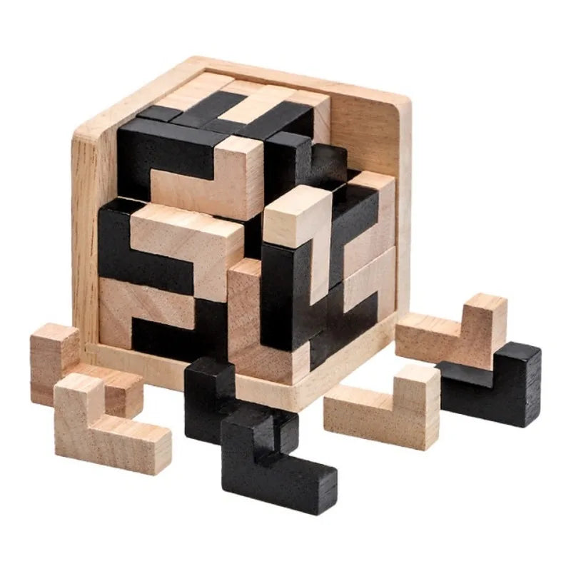 3D Cube Puzzle Luban Interlocking Creative Educational Wooden Toy Brain IQ Mind Early Learning Game Gift For Children Letter 54