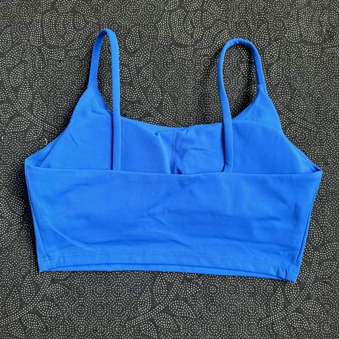 Solid Color Tight Fitness Women Sport Bra Spaghetti Strap Gym Yoga Bra Athletic Underwear Soft Top Workout Train With Chest Pad