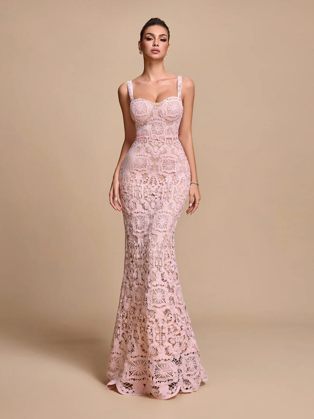 2026 Lace Mermaid Evening Dress, Strapless Long Evening Gown, Socialite Party and Ball Dress