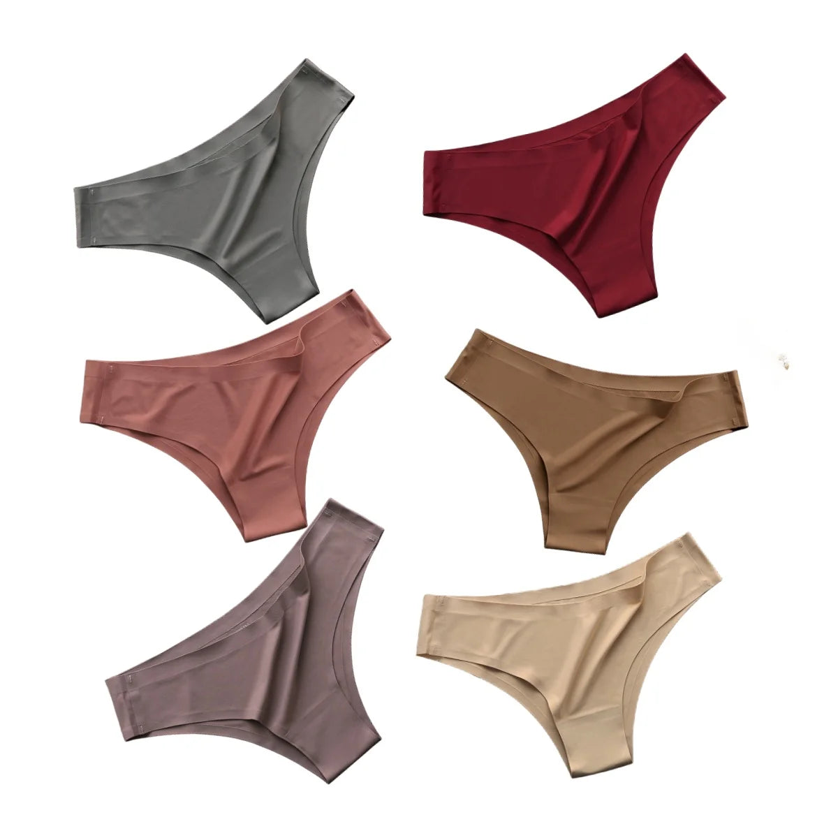 6Pcs/Set Ice Silk Panties Women Seamless Underwear Brazilian Underpants Low Waist G-string Female Solid Color Ultra-thin Briefs