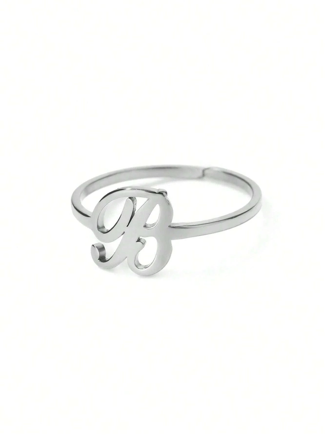 1PC Minimalist Initial Open Ring For Women Men Personalized 26 English Letter Ring Dainty 18K Gold Plated Stainless Steel