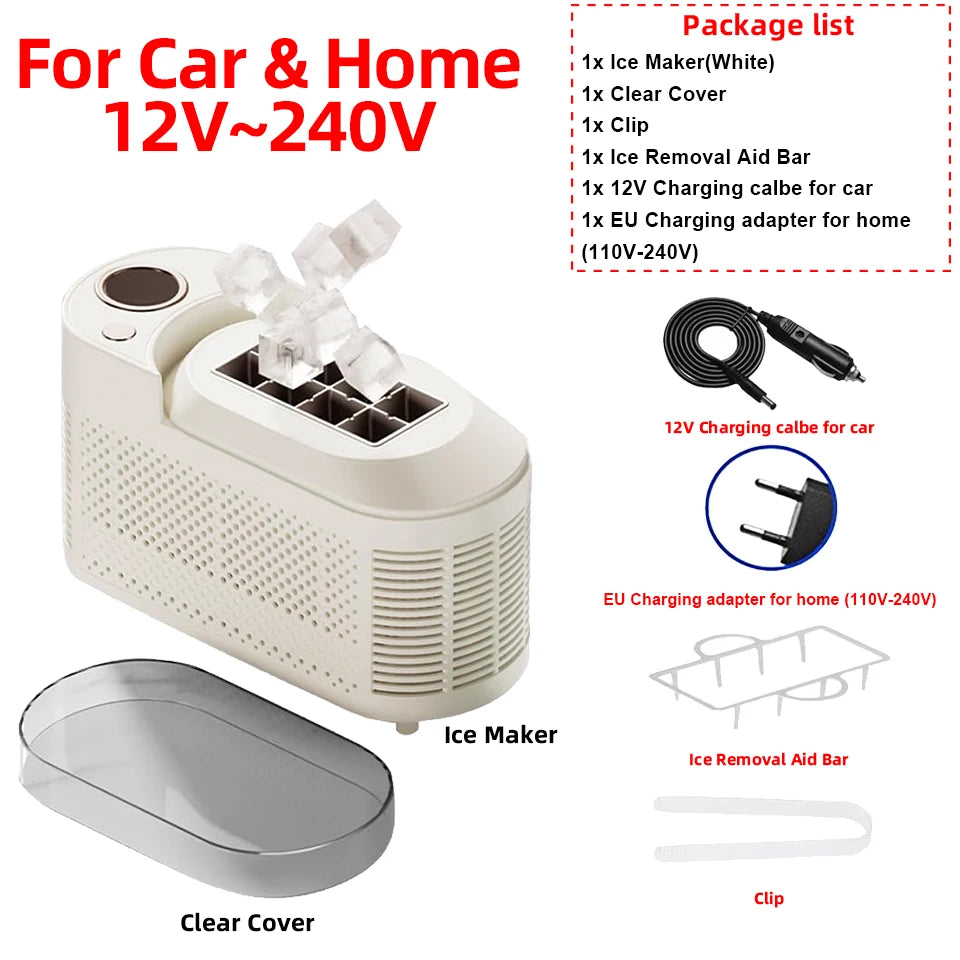 Mini Small Ice Maker 8 Ice Cubes Ready 15 MIN DIY Ice Making 12V/220V Car Cube ice Automatic Ice Making Box For Car Home Camping