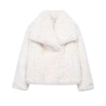 KONDALA 2026 Spring Summer Casual Faux Fur Brown Women Warm Jackets Valentine‘s Day Turn Down Collar Oversized Elegant Coats