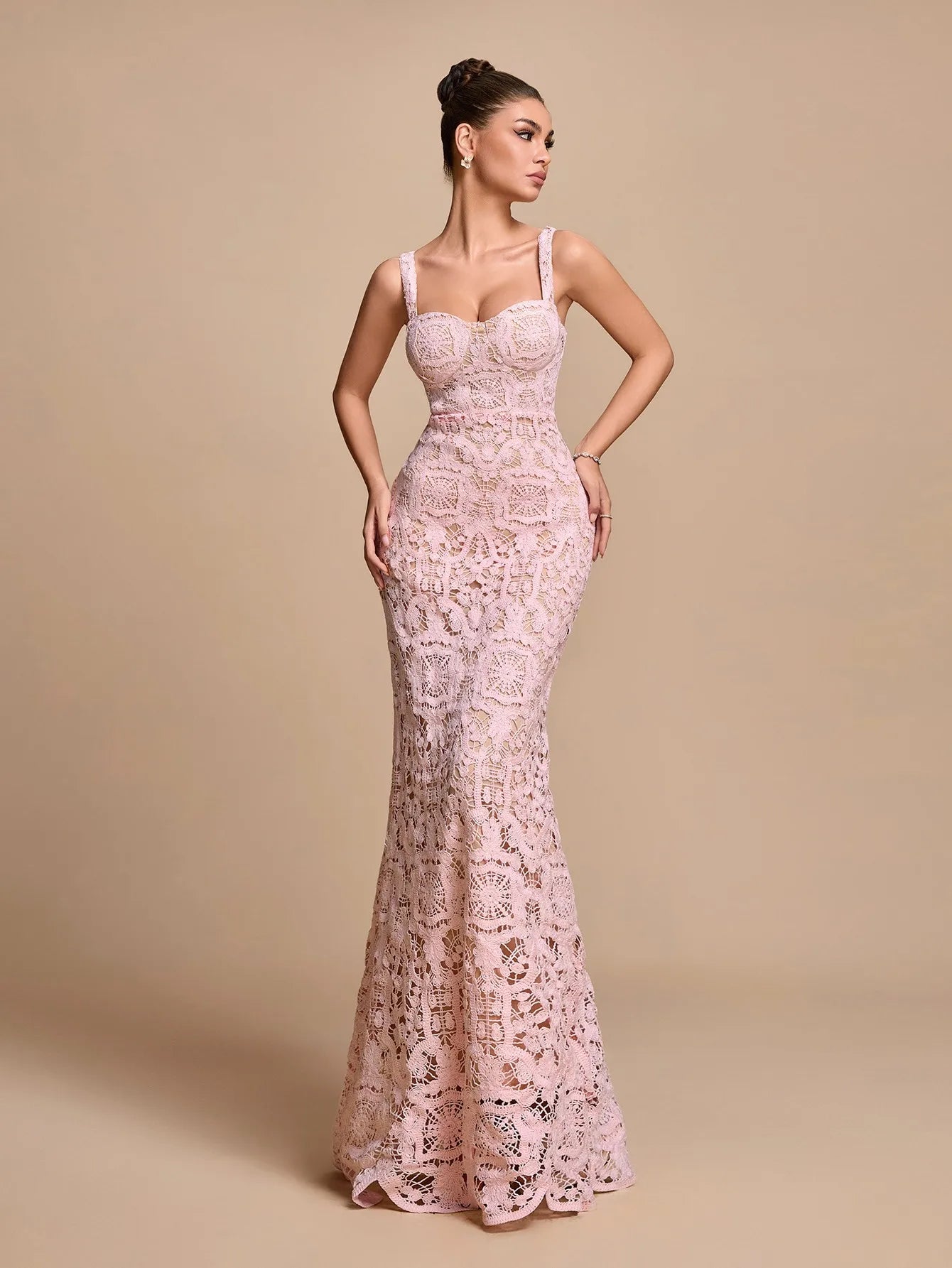 2026 Lace Mermaid Evening Dress, Strapless Long Evening Gown, Socialite Party and Ball Dress