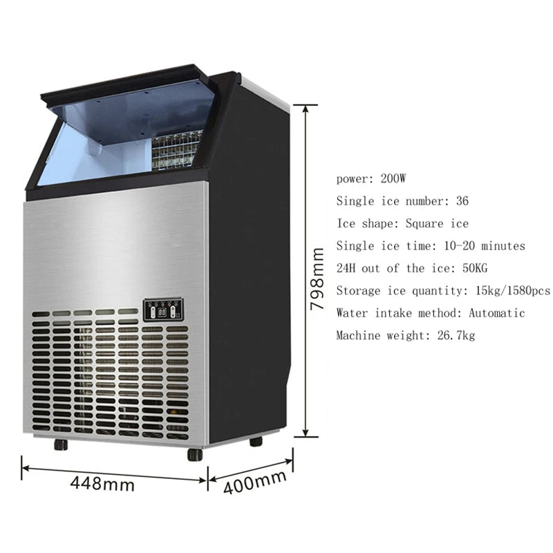 Commercial Small Ice Maker 25kg/24H Ice Cube Making Machine Round Ice Cube Bottled Water Automatic Ice Machine