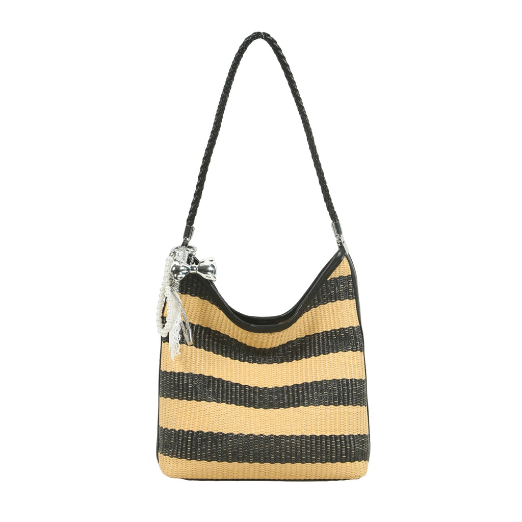 Caidre Holiday Straw Woven Underarm Bag Women's New 2026 Beach Bucket Bag Commute Hobo Large Bag Single Shoulder Crossbody