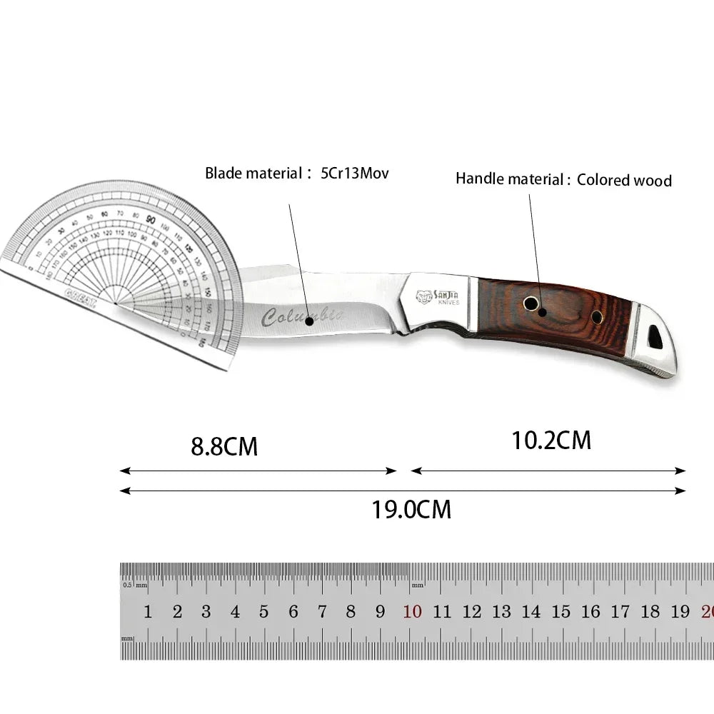 Portable K91 Kitchen Household Outdoor Daily Use Utility Fixed Blade Knife Wooden Handle 5Cr13 Steel Blade Camping Cutting Tools