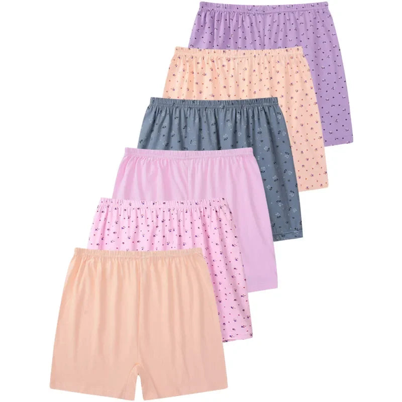 6ps/lot large size Boxer women cotton woman panties High Waist women's shorts Loose womens underwear Middleaged Boxers For Women
