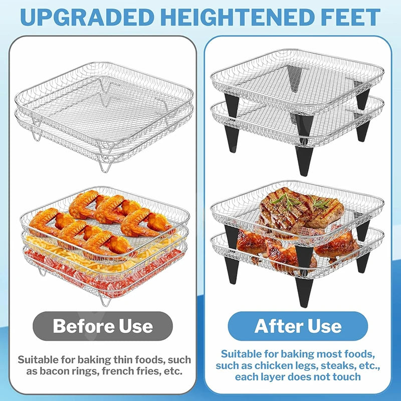 Air Fryer Baking Rack Metal Oven Grill Racks 3 Layers Airfryer Accessories for Cosori/Instant Vortex/Ninja/Foodi CookIng Basket