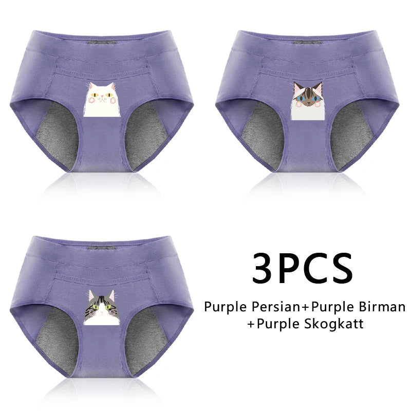 Women's Panties UnderwearLeakproofBreathable Briefs MenstrualPants PlusSizeWaterproof Mid Waist Organic Cotton Protective Briefs