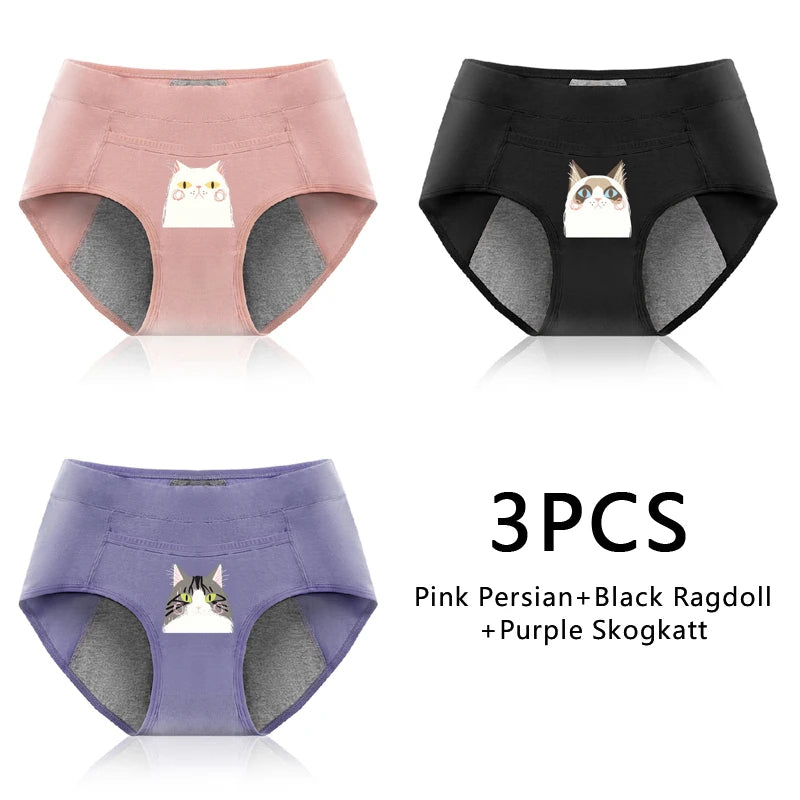 Women's Panties UnderwearLeakproofBreathable Briefs MenstrualPants PlusSizeWaterproof Mid Waist Organic Cotton Protective Briefs