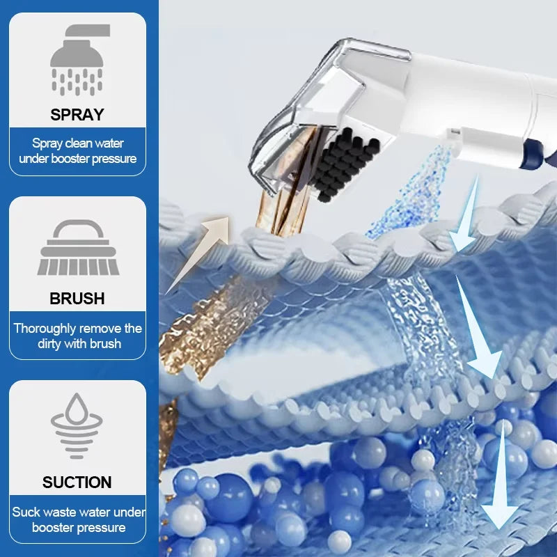 600W Wired Carpet Cleaner Sofa Cleaner Deep Clean High Power Household Spray Suction Cleaning Machine for Floor Pets Living Room