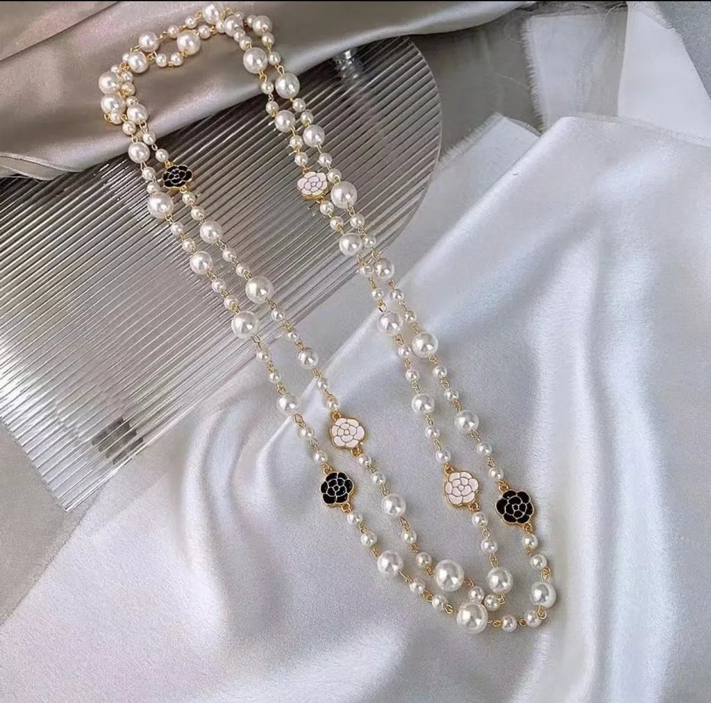 SKEDS Women  Elegant Classic Long Pearl Necklace Chains Vintage Lady Wedding Party Exquisite Multi-Layers Necklaces Jewelry