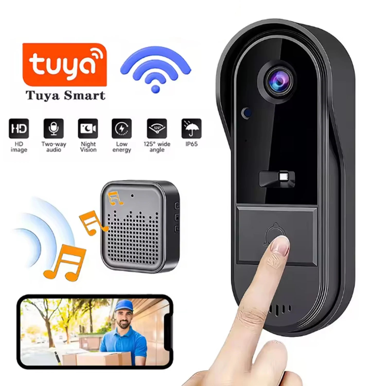 Tuya  Doorbell Camera Wifi Wireless Outdoor Video Eye Doorbell Waterproof Camera Two-Way Voice Night Vision Intercom Monitor