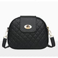 Gentle Compact Quilted Oval Crossbody Bag, Lightweight PU Shoulder Bag with Multi-layer Zipper Storage Space
