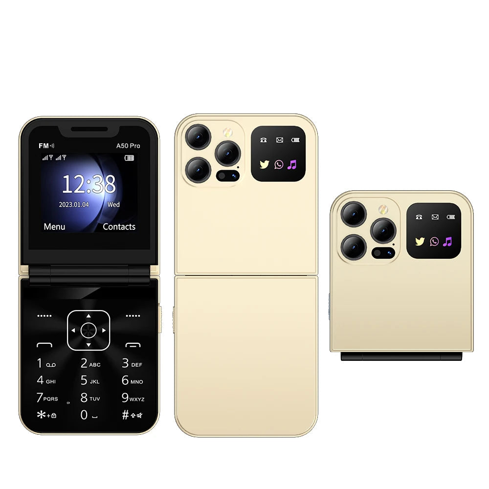 SERVO A50 PRO Flip Mobile Phone Dual SIM Standby Speed Dial Call Recording MP4 Player FM Radio 2G GSM Foldable Button Cellphones
