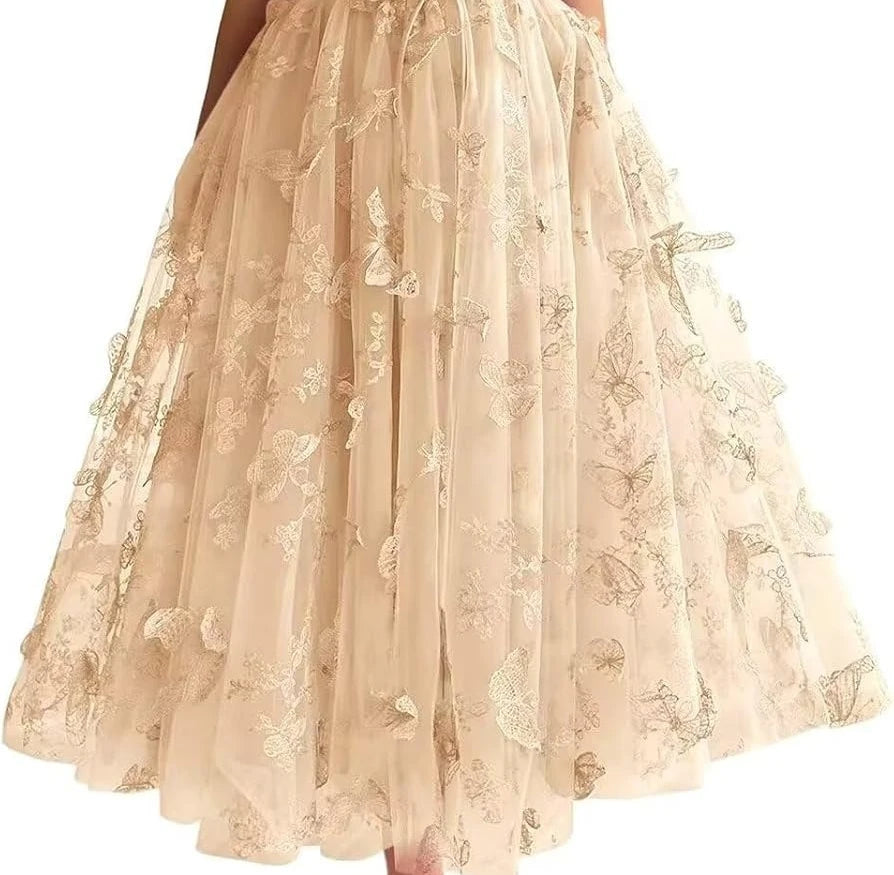Tulle 3D Butterfly Prom Dresses for Women Formal Evening Party Dress Blue Dress Dress Adult Ceremony Birthday Graduation