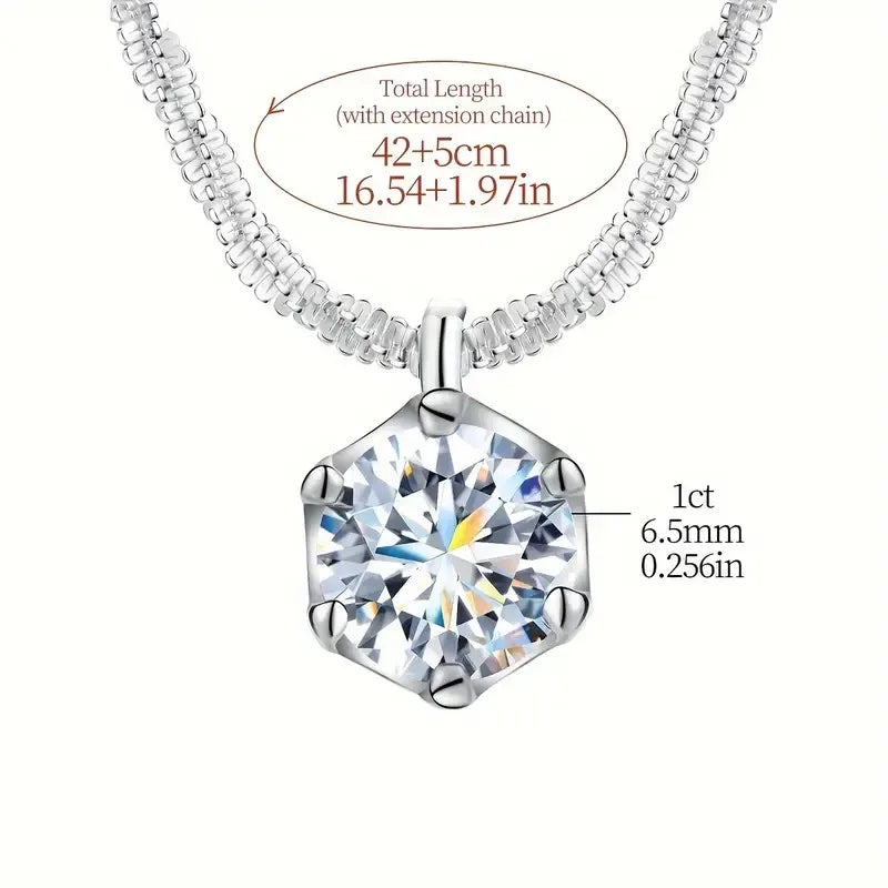 LOUTF 1CT Sparkling Luxury Moissanite Diamond White Pendant Necklace for Women 925 Sterling Silver High Quality Fine Jewelry