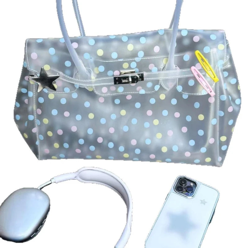 Casual Fashion Transparent Macaron Jelly Shoulder Bag Summer New Large Capacity Women Crossbody Hand Purse