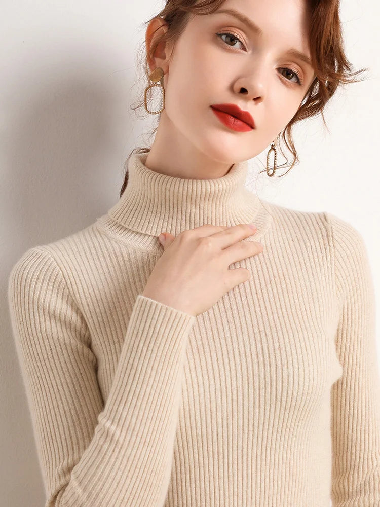 Women Fall Turtleneck Sweater Knitted Soft Pullovers Cashmere Jumpers Basic Soft Sweaters For Women 2026 Autumn Winter