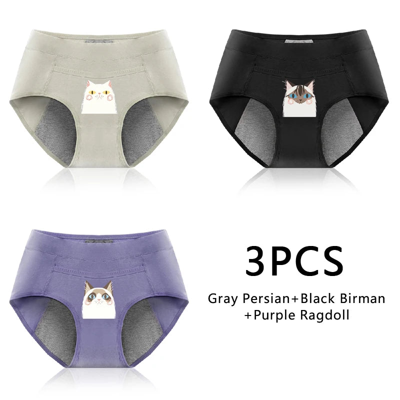 Women's Panties UnderwearLeakproofBreathable Briefs MenstrualPants PlusSizeWaterproof Mid Waist Organic Cotton Protective Briefs