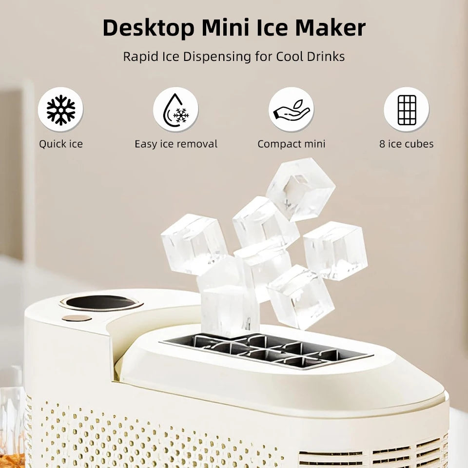 Mini Small Ice Maker 8 Ice Cubes Ready 15 MIN DIY Ice Making 12V/220V Car Cube ice Automatic Ice Making Box For Car Home Camping