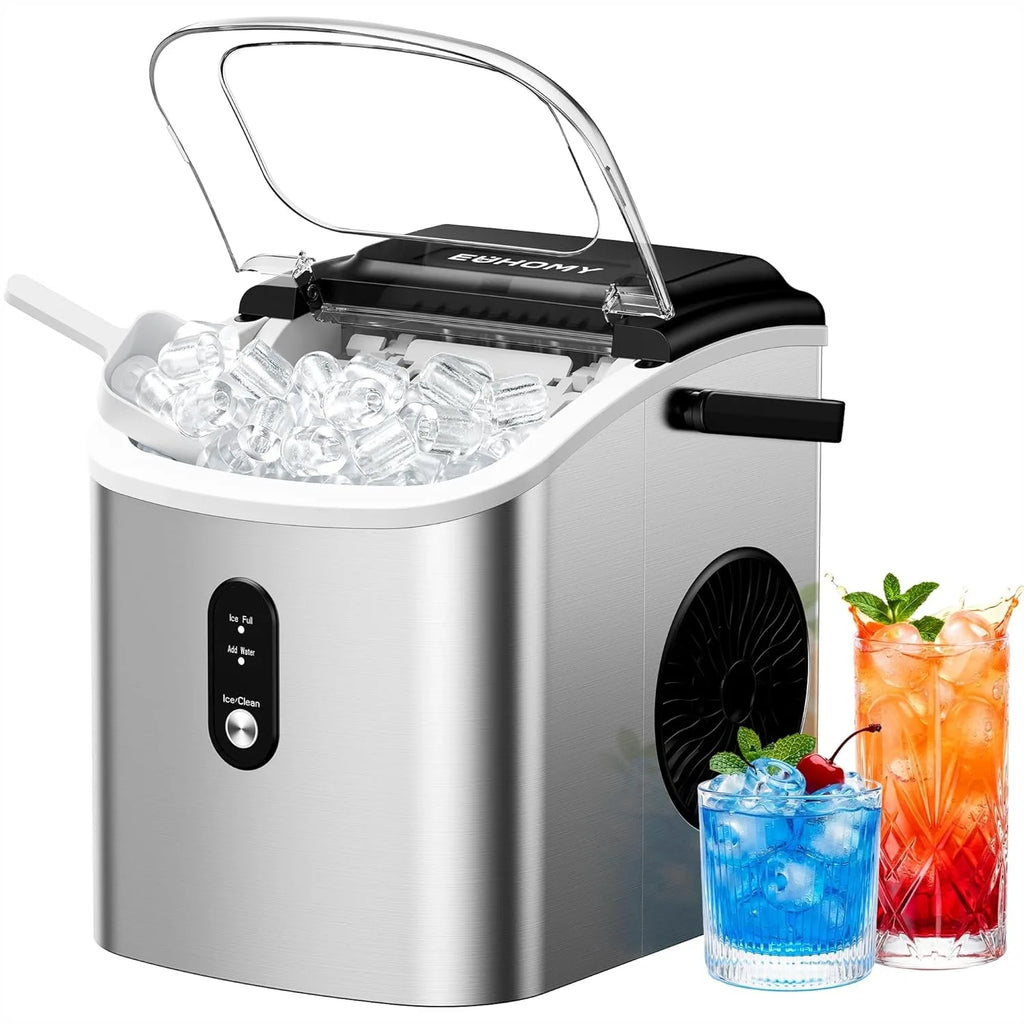 Ice Maker Countertop with Carry Handle, 26.5lbs/Day, 9 Bullet Cubes in 6 Mins, Auto-Cleaning, for Home Kitchen Camping RV