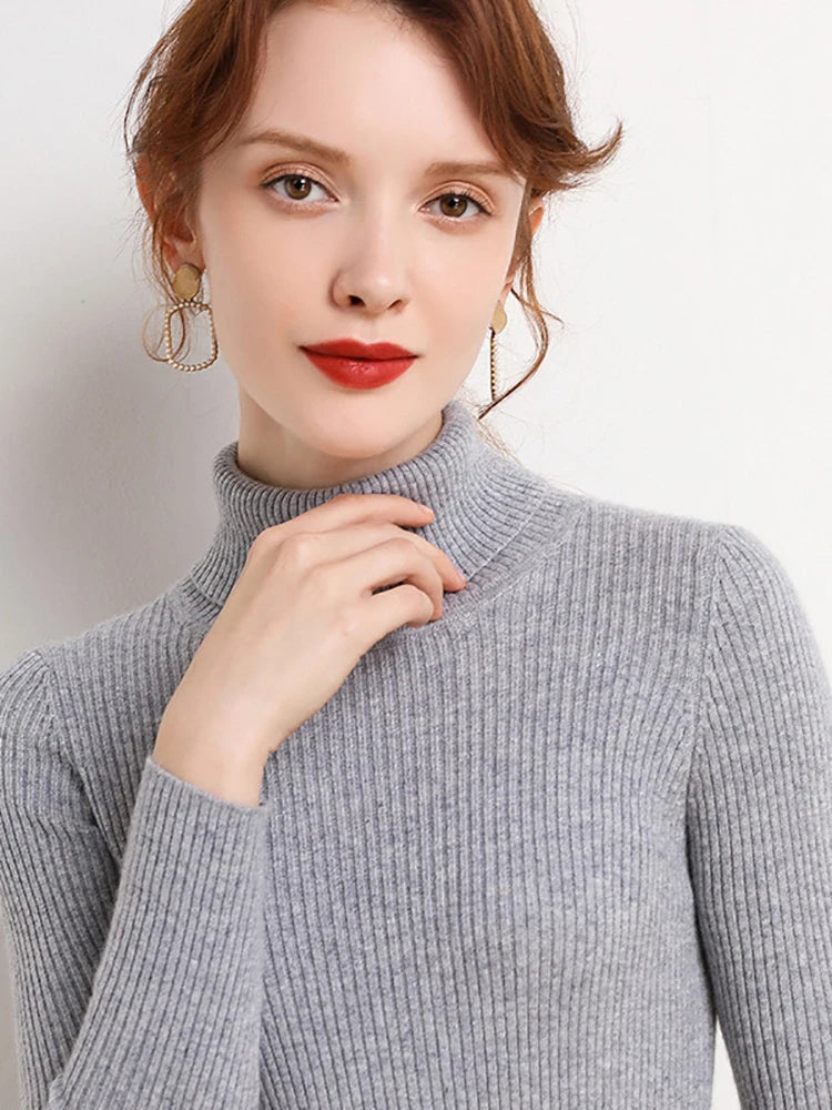 Women Fall Turtleneck Sweater Knitted Soft Pullovers Cashmere Jumpers Basic Soft Sweaters For Women 2026 Autumn Winter
