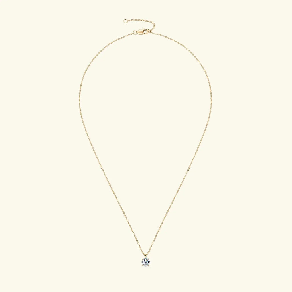 6.5mm 1.0 Carat D Moissanite Solitaire Drop Necklaces 18k Gold Plated Pendant Original Real 925 Silver Chain Jewelry for Women