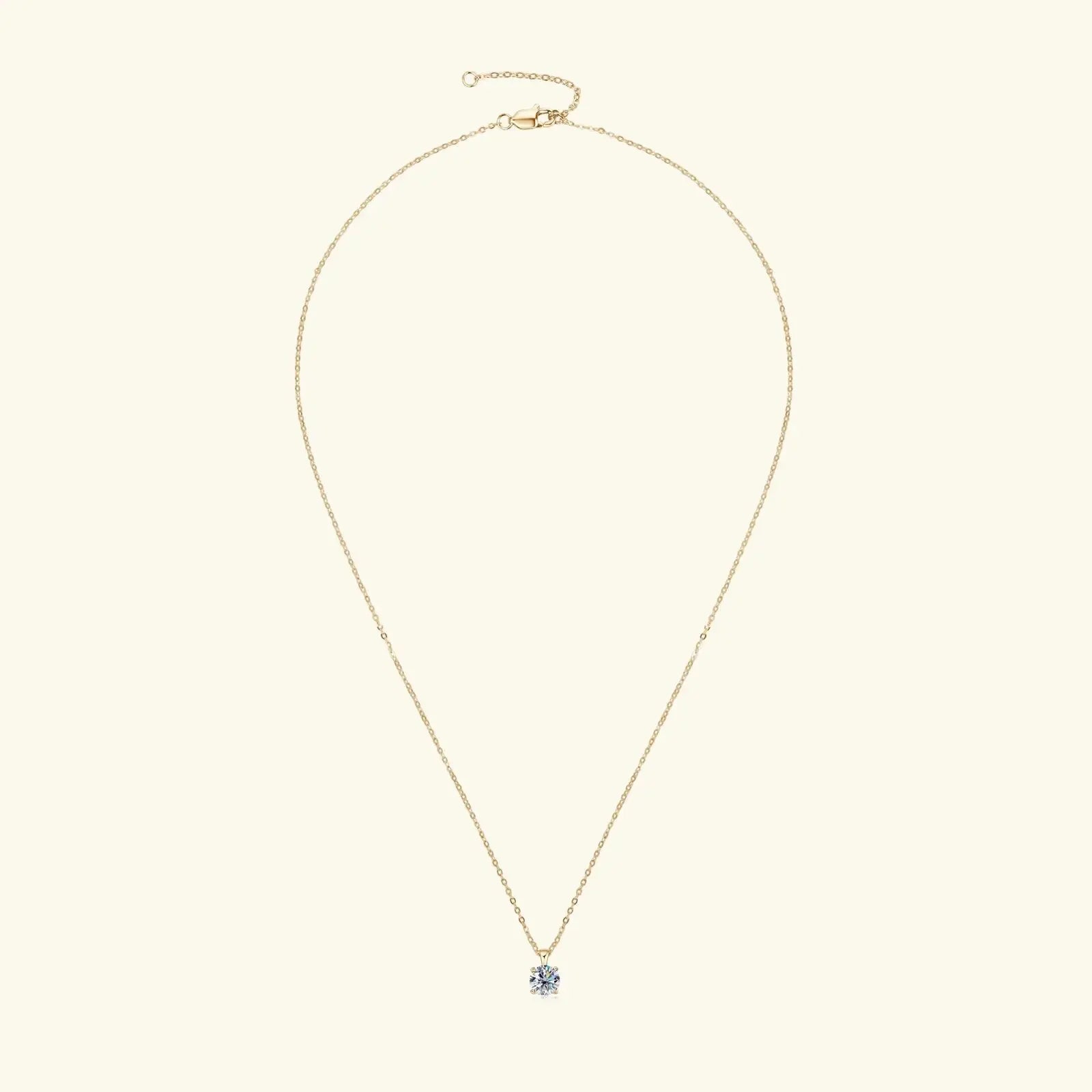 6.5mm 1.0 Carat D Moissanite Solitaire Drop Necklaces 18k Gold Plated Pendant Original Real 925 Silver Chain Jewelry for Women