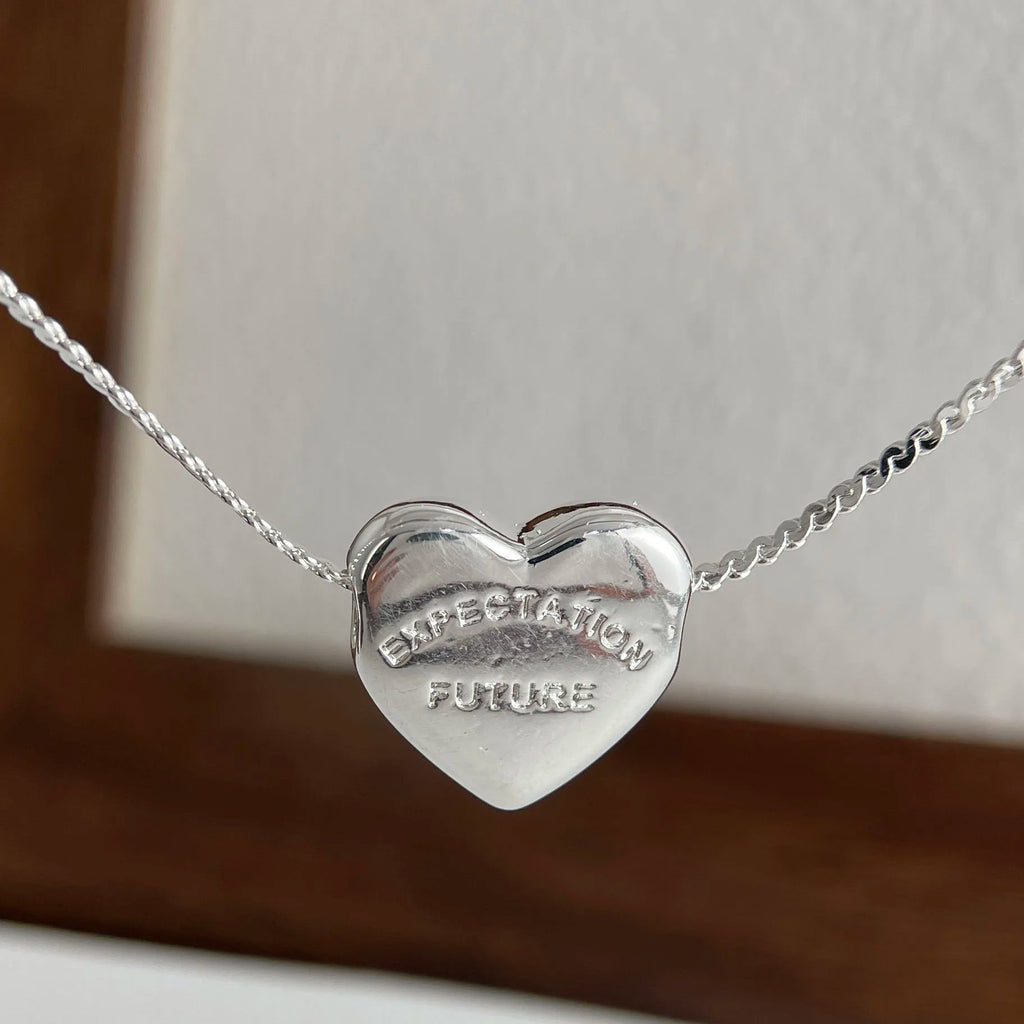 S925 Sterling Silver Necklaces For Women Simple Chain Fashion Minimalist Pendant Necklaces Letter Heart Necklace Birthday Gift