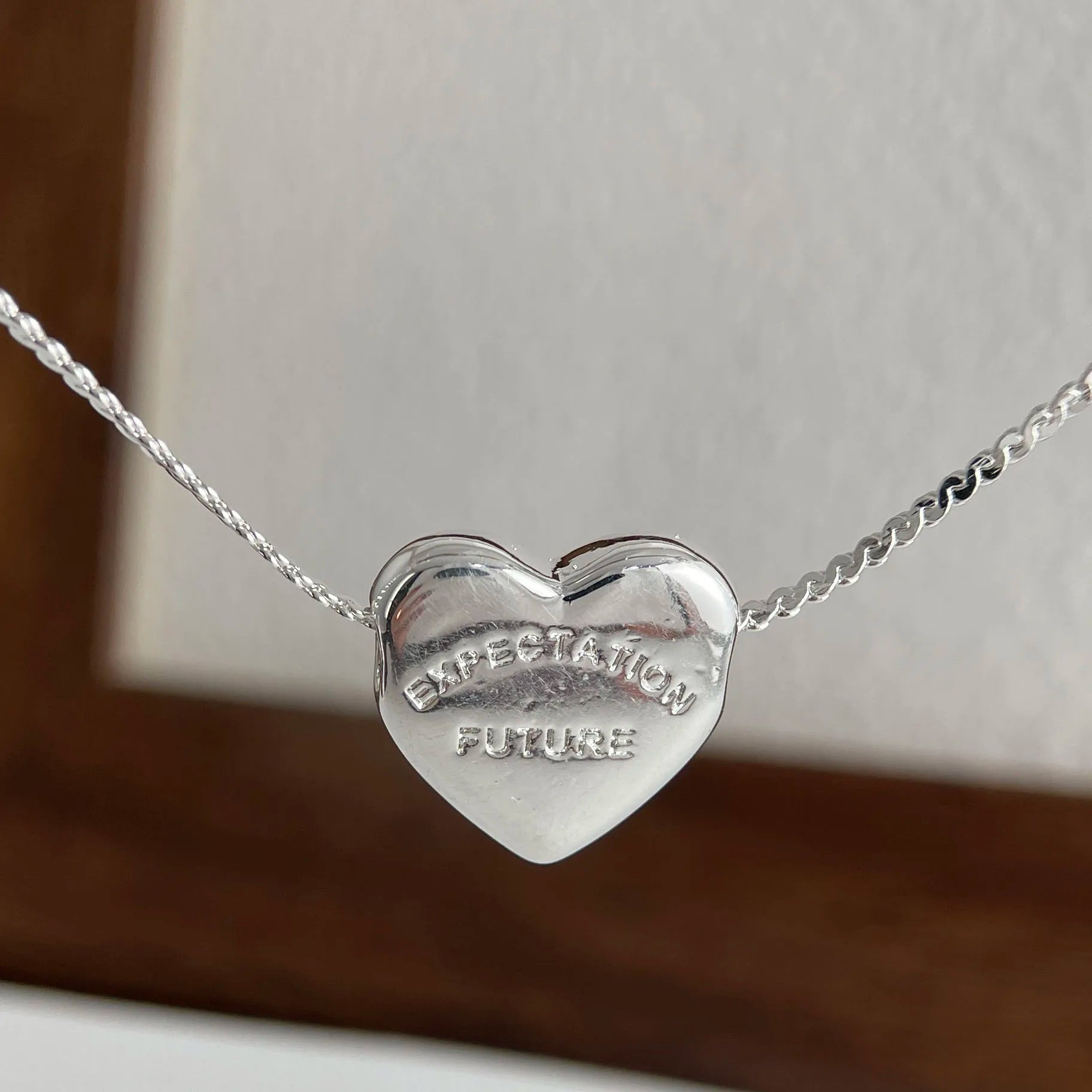 S925 Sterling Silver Necklaces For Women Simple Chain Fashion Minimalist Pendant Necklaces Letter Heart Necklace Birthday Gift