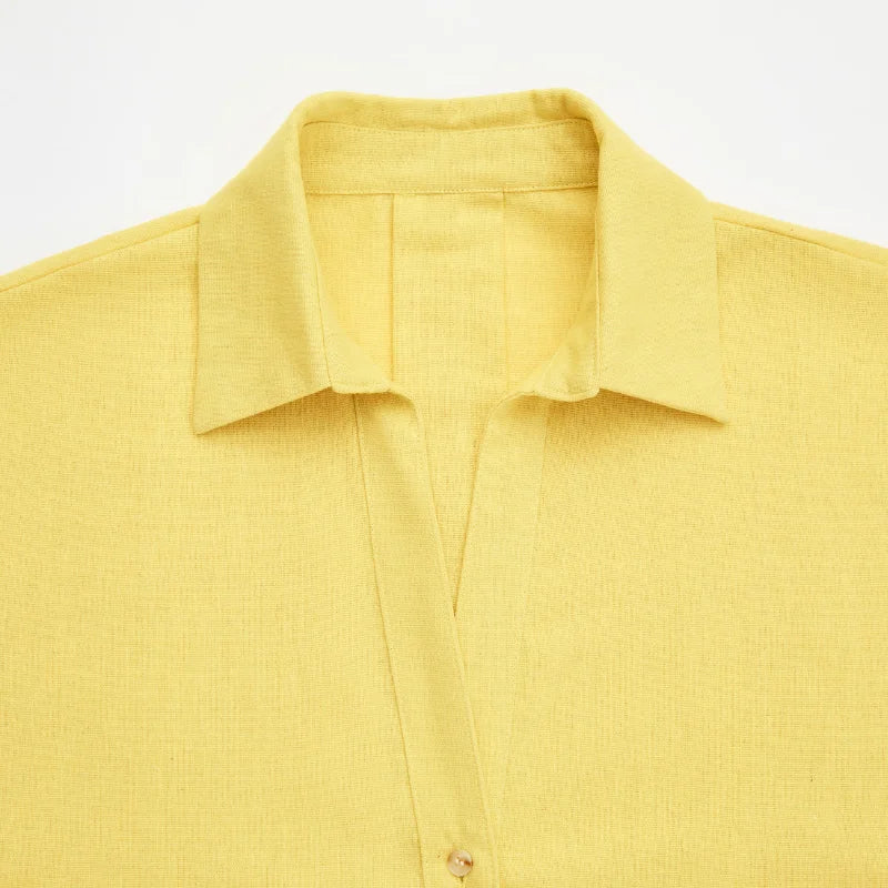 Women's Casual Loose Shirt for Spring/Summer 2025 Collar Button Design Wide Sleeves Minimalist Holiday Style