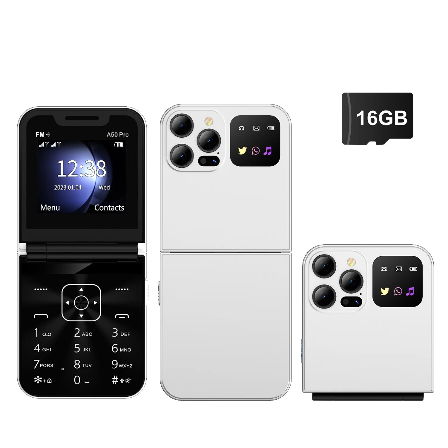 SERVO A50 PRO Flip Mobile Phone Dual SIM Standby Speed Dial Call Recording MP4 Player FM Radio 2G GSM Foldable Button Cellphones