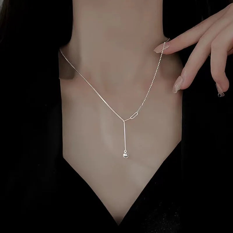 925 Sterling Silver Woman Necklace Simple Charm Personality Clavicle Chain Choker Birthday Gift for Friends Exquisite Jewelry