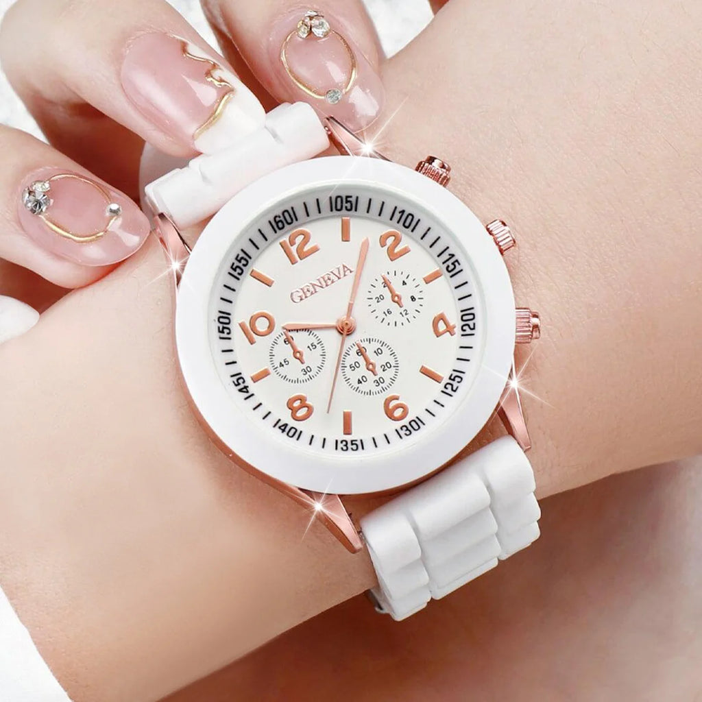 7PCS/Set Women Watches Fashion Quartz Wristwatches Simple Ladies Clock Gift Relogios Feminino（Without Box）