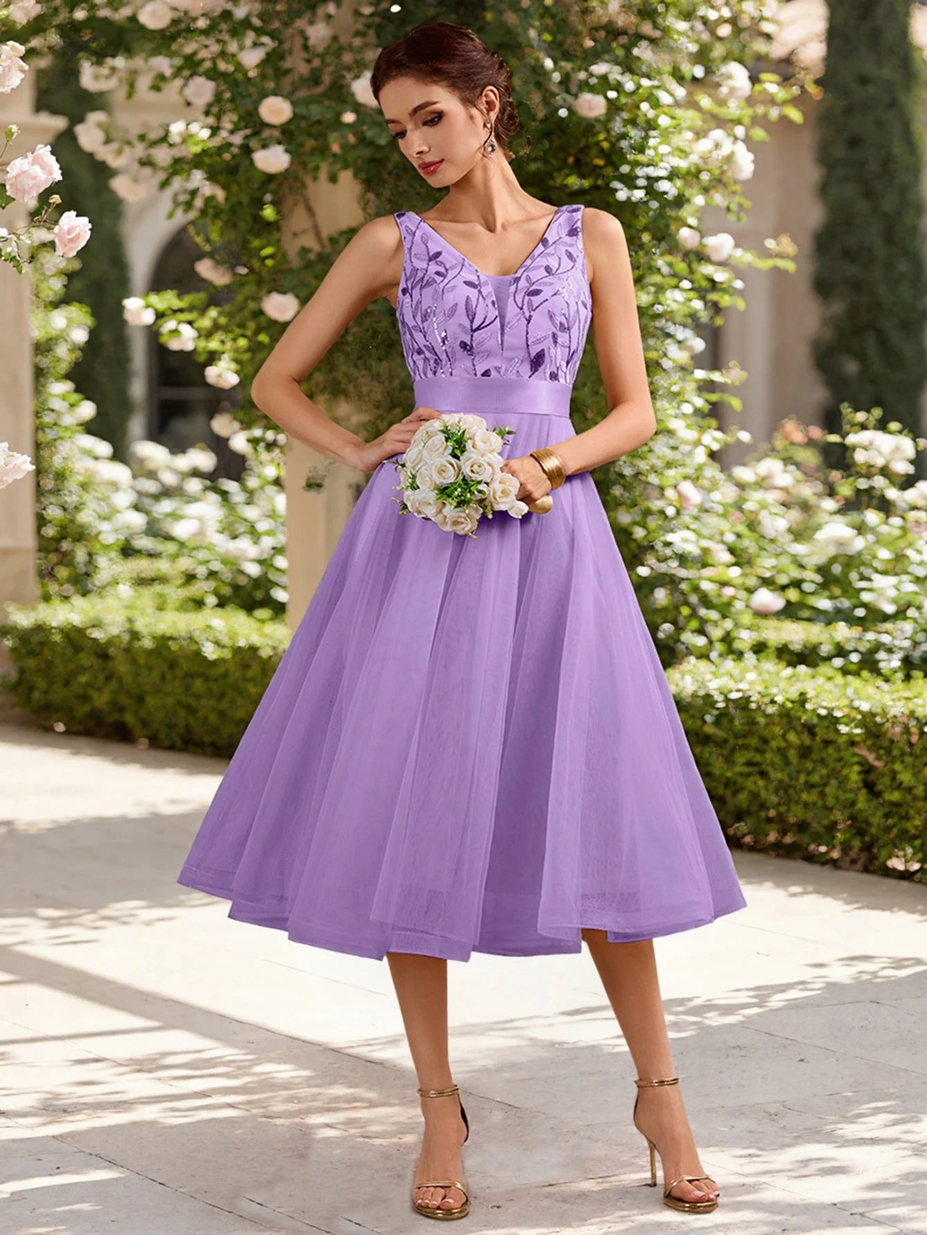 Spring/Summer 2026 V-Neck Formal Evening Dress Lace Beaded Embroidery Wedding Party Maids Dress A-Line Black Mini Dress