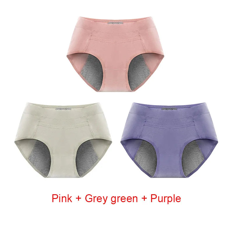 Women's Panties UnderwearLeakproofBreathable Briefs MenstrualPants PlusSizeWaterproof Mid Waist Organic Cotton Protective Briefs