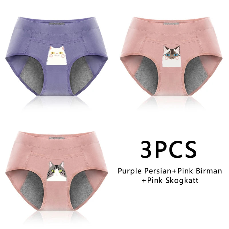 Women's Panties UnderwearLeakproofBreathable Briefs MenstrualPants PlusSizeWaterproof Mid Waist Organic Cotton Protective Briefs