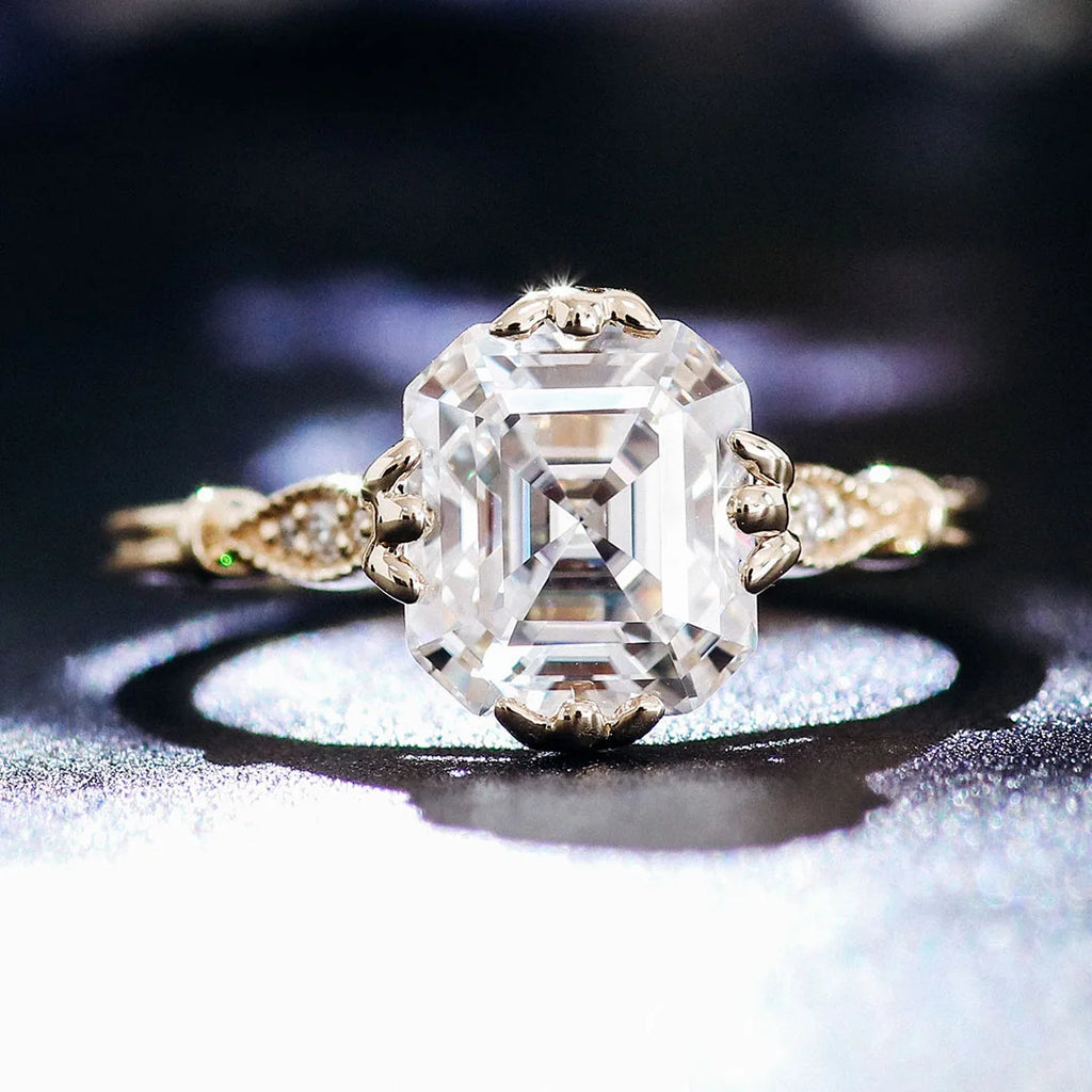 Provence 10K/14K/18K Moissanite Wedding Rings for Women Asscher Cut 3CT D Color Custom Jewelry DIY Engagement Rings