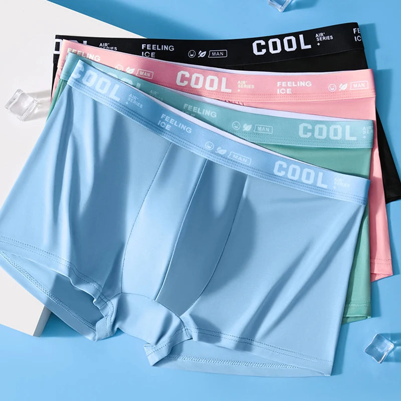 Boxers Ice Silk Man Underwear Graphene Men Underpants Breathable Comfortable Men's Panties Ultrathin Shorts Trunk Plus Size 6XL
